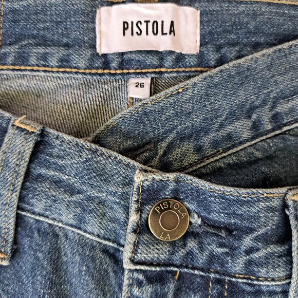 PISTOLA Bobbie Crossover Waist Jeans Wide Leg Jeans Size 26 Indigo Ombré Fade - Picture 7 of 12